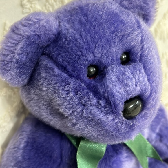 TY Beanie Babies 2000 Purple 12” Stuff Animal with green bow. - Picture 2 of 10